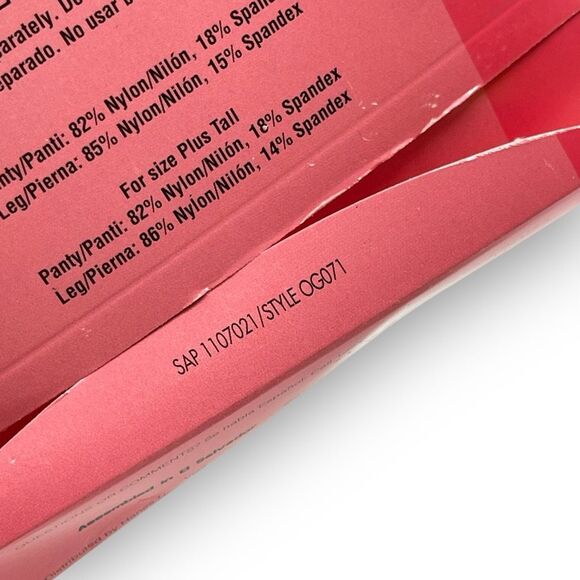 Hanes Silky Sheer Control Top Tights Nylon Style OG071 Sandalfoot Sz EF Natural - Picture 7 of 8